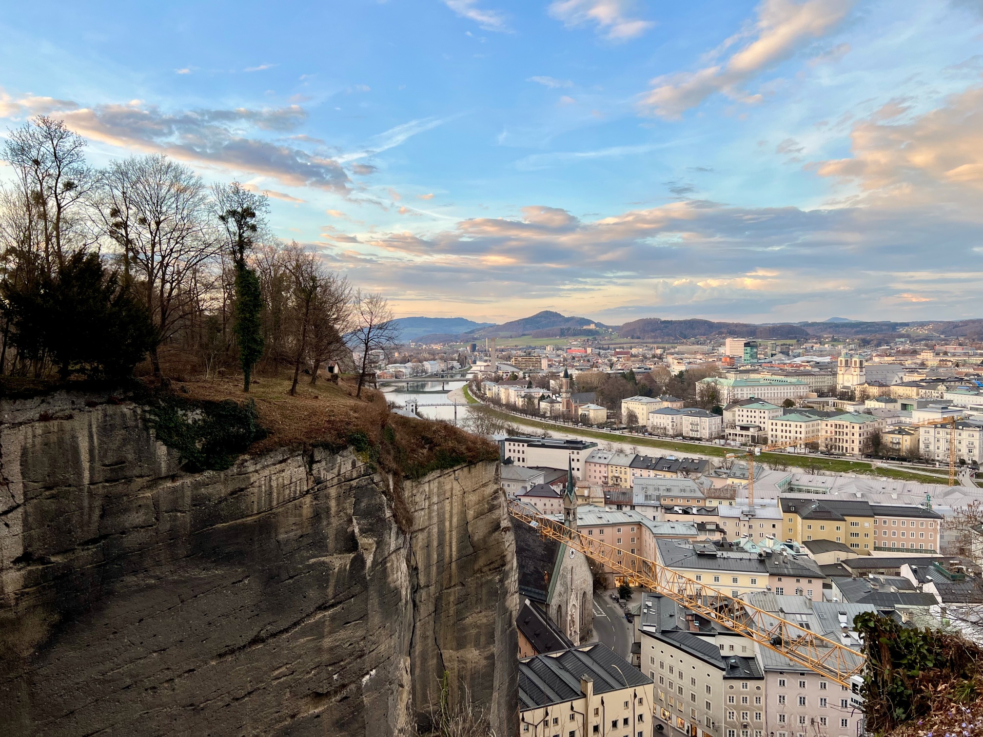 Panorama Salzburg von der Treppe auf den Mönchsberg