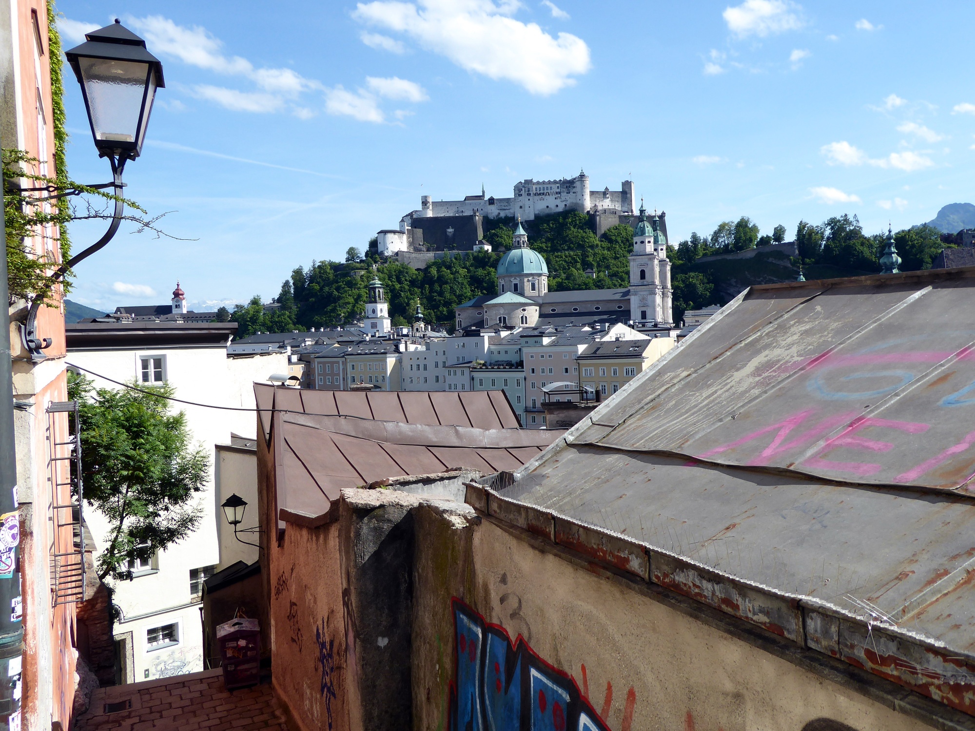 The ascent up the Kapuzinerberg quickly gains height and views via the Imbergstiege.