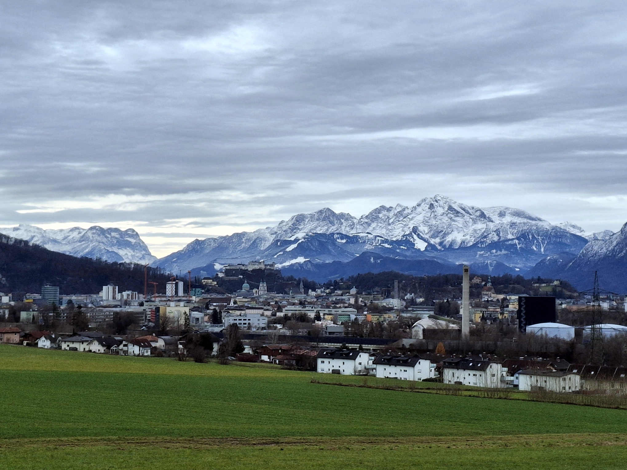 The view from Maria Plain extends from the city of Salzburg far beyond the Pass Lueg.