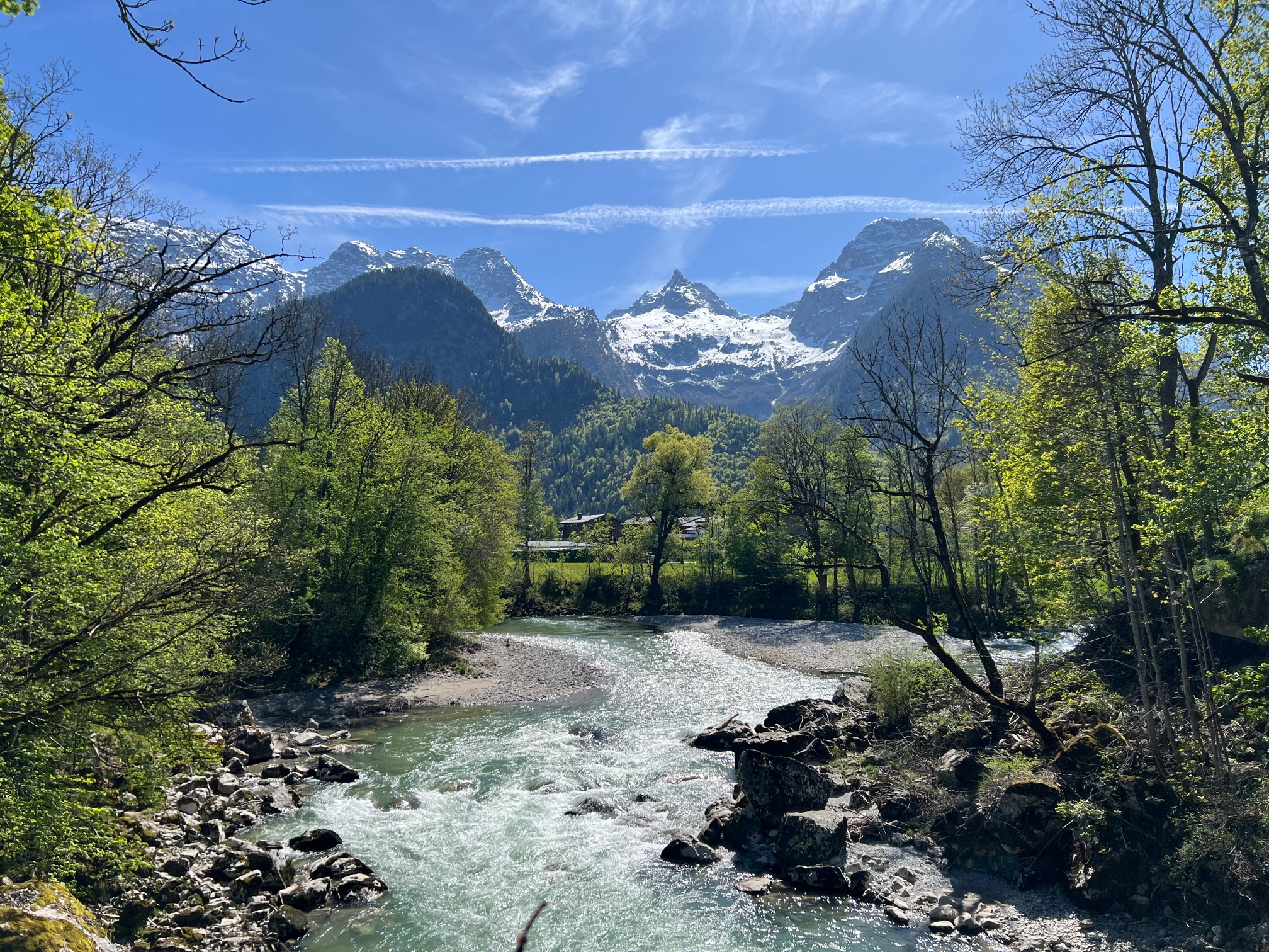 Blick auf die Loferer Steinberge vom Hubertussteg