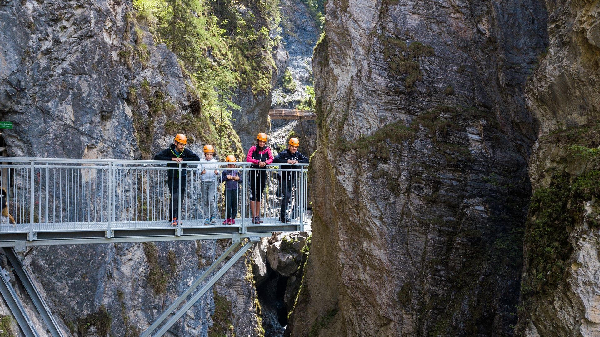 Group on a bridge in the Kitzlochklamm gorge